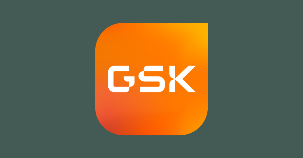 An image of the GSK logo on a dark green background